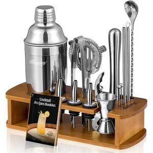 Cocktail Shaker Set Bartender Kit with Stand All Essential Bar Accessory Tools